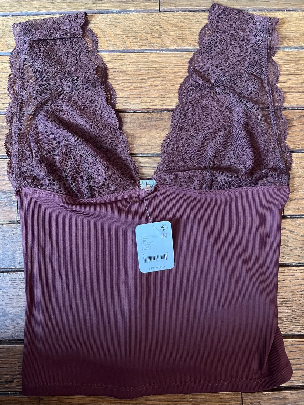 Free People Bittersweet Plum Power Play Cami Size Medium NEW WITH TAGS NWT